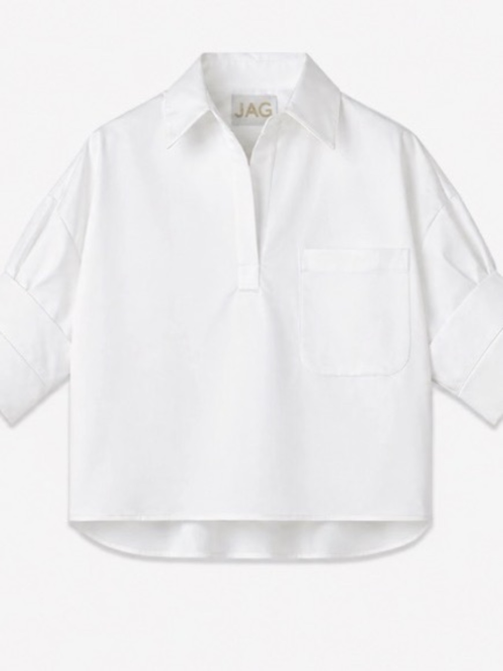 Jag Jeans White Short-Sleeve Relaxed Collar Button-Front Shirt